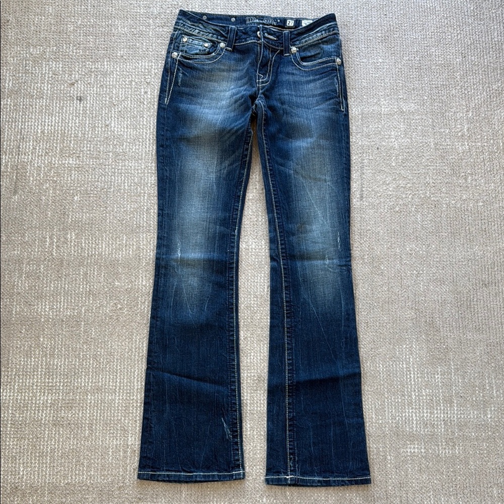 Miss Me Blue Boot Cut Jeans Classic Style RARE 27 Long excellent condition